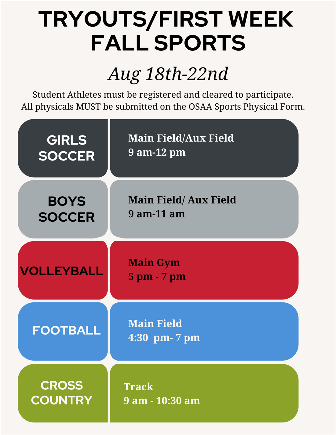 Tryout Schedule Graphic